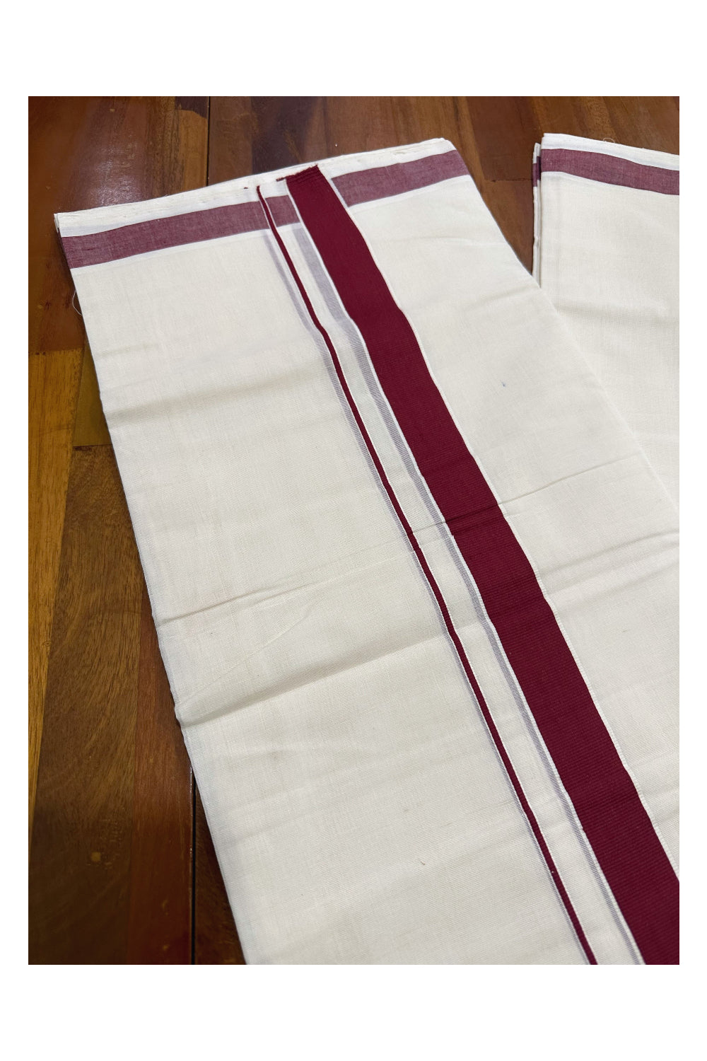 Southloom Premium Handloom Mundu with Maroon Kara