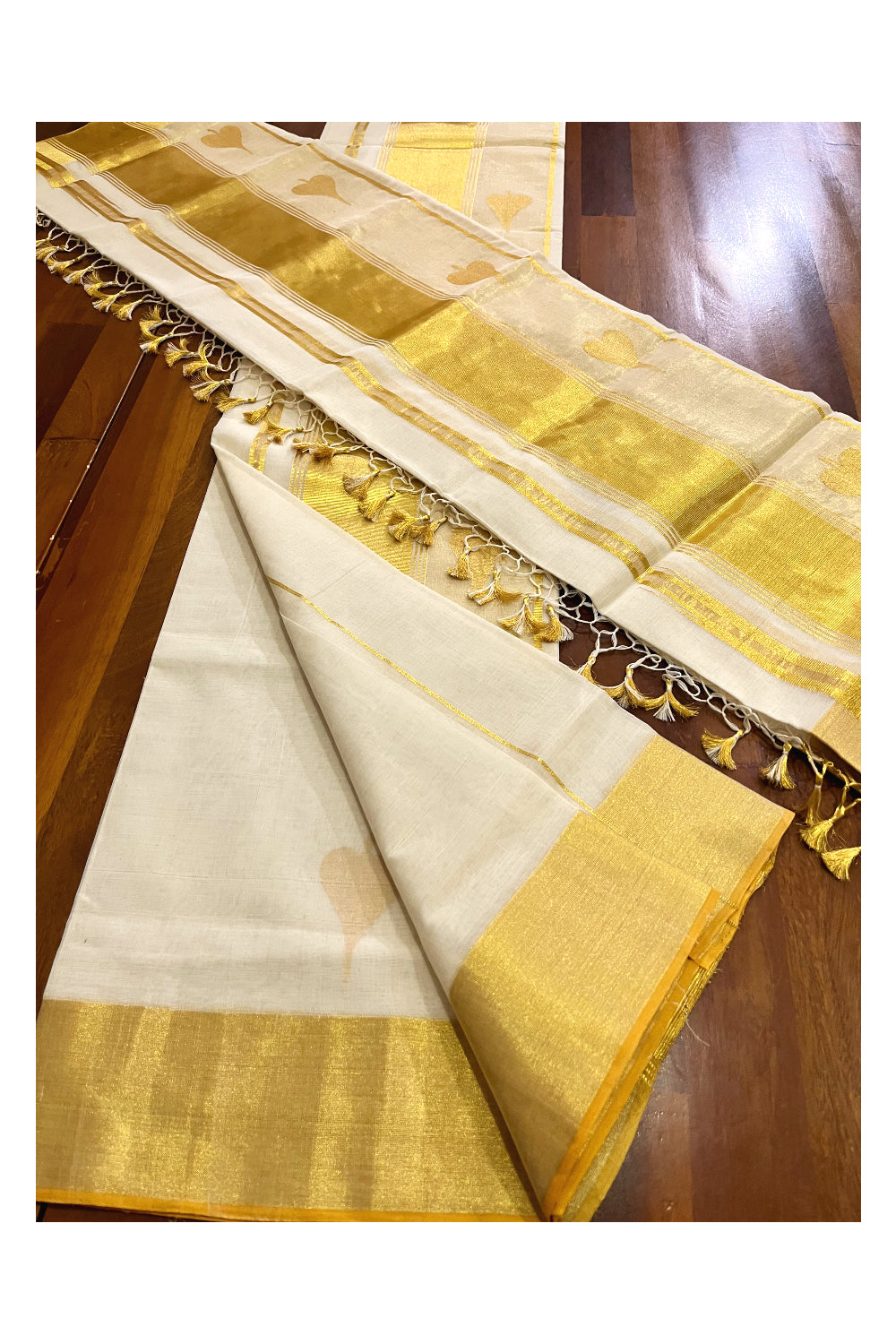 Southloom Super Premium Balaramapuram Handloom Pure Cotton Unakkupaavu Wedding Pudava Set Mundu with Aalila Woven Designs 2.80 Mtrs