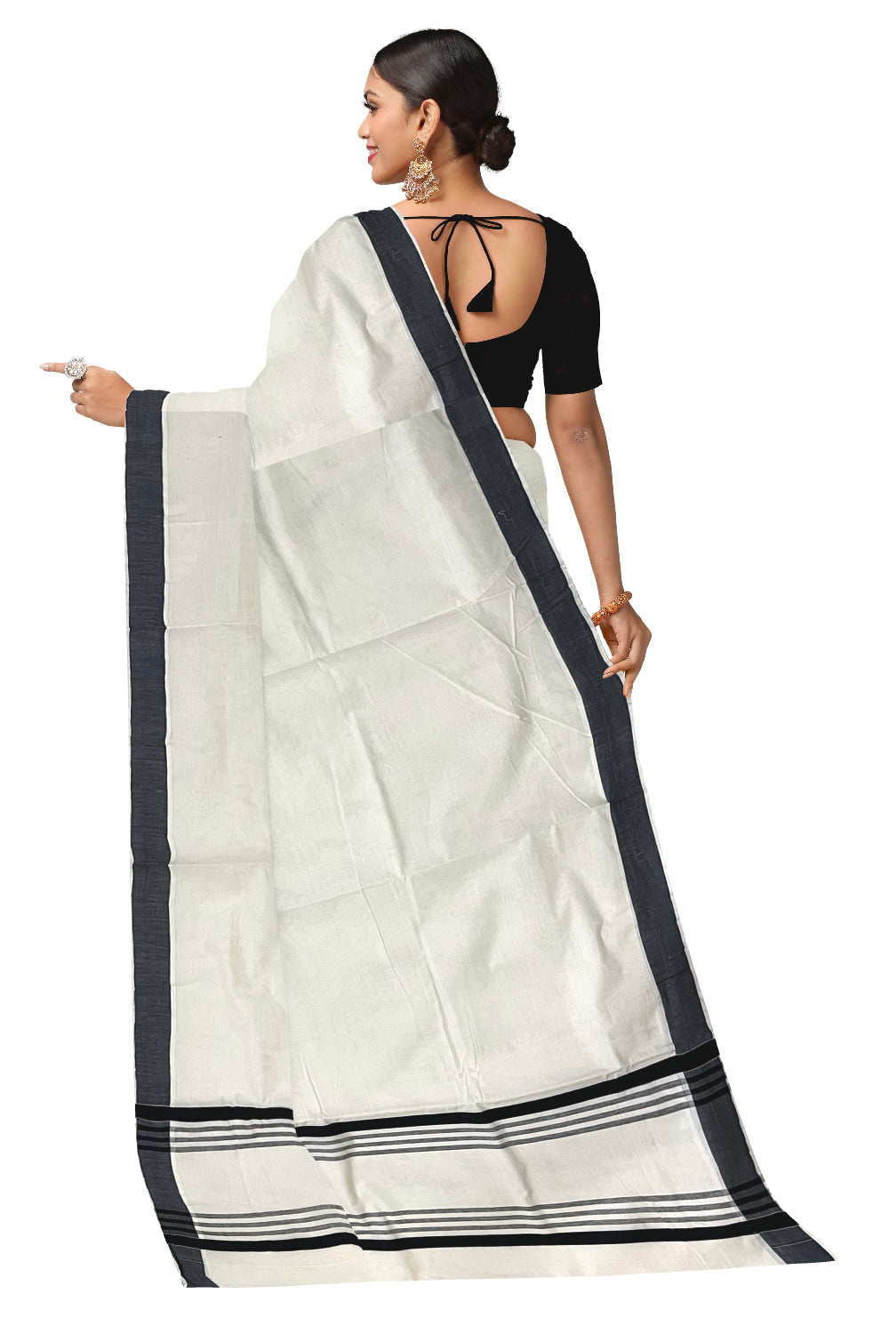 Pure Cotton Kerala Saree with Black Border