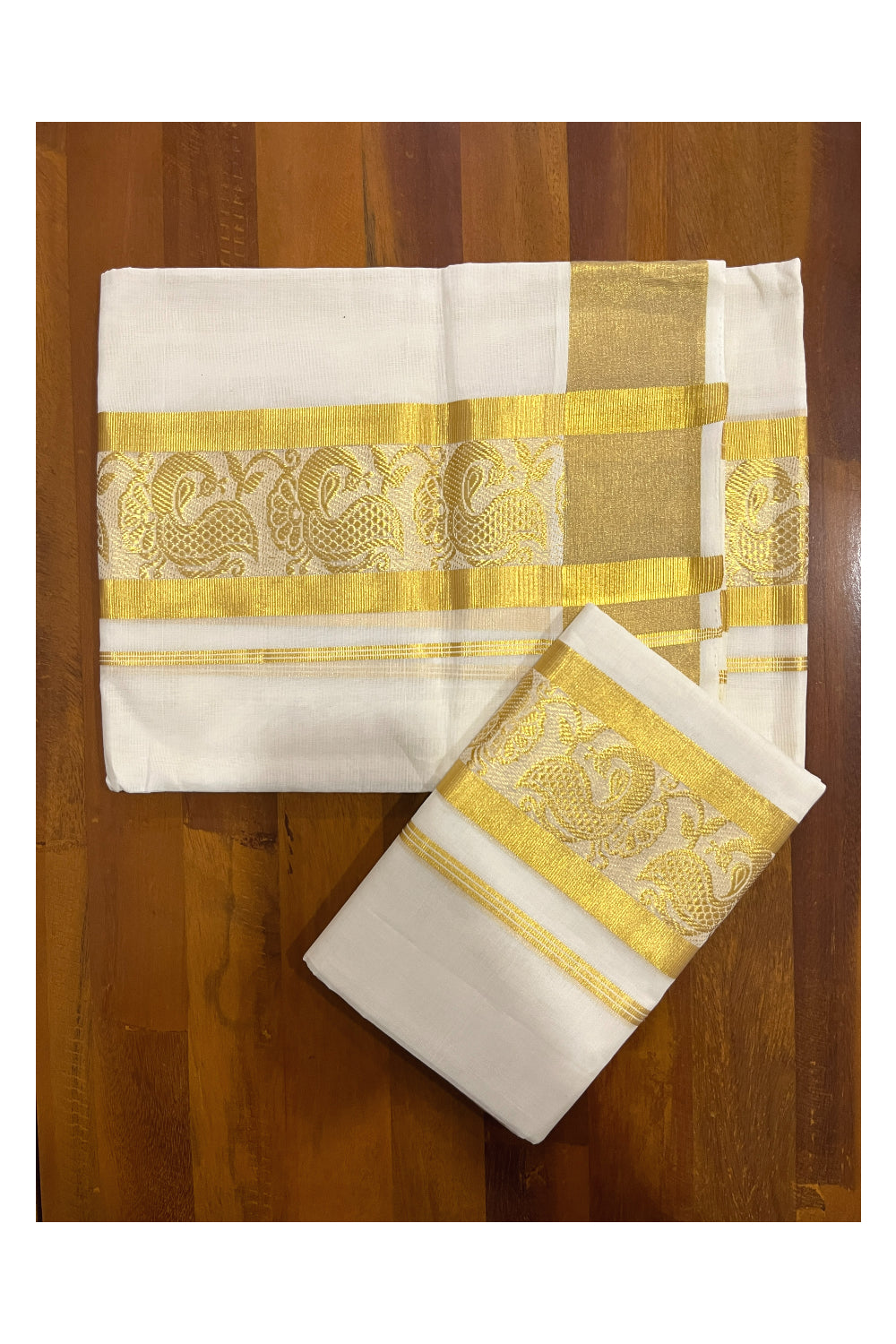 Southloom Premium Handloom Set Mundu with Kasavu Woven Design Border