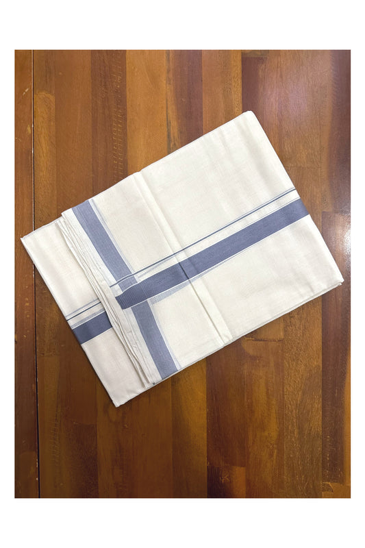 Southloom Premium Handloom Mundu with Grey Kara (Onam Mundu 2023)