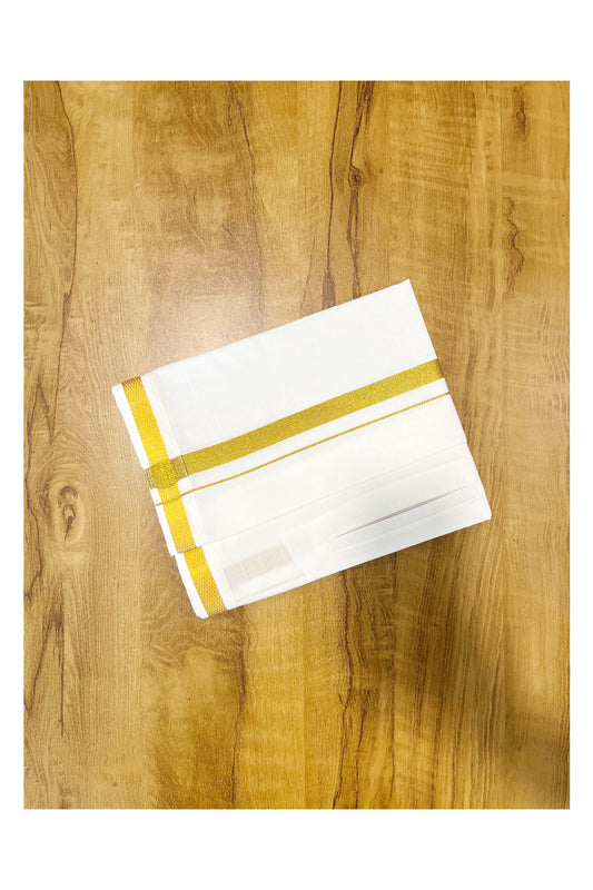 Off White Pure Cotton VELCRO Single Mundu with Kasavu Border (South Indian Kerala Dhoti)