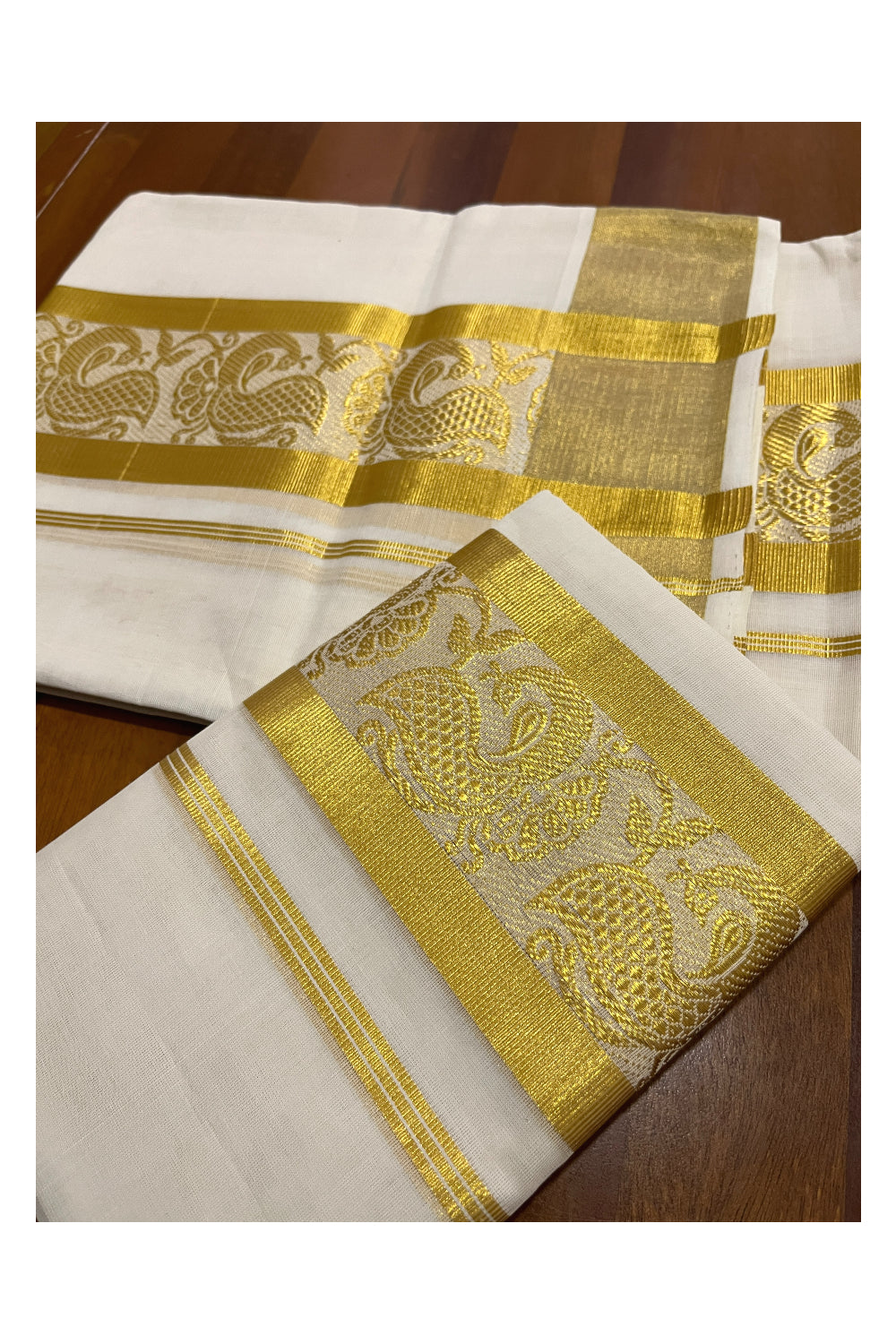 Southloom Premium Handloom Set Mundu with Kasavu Woven Design Border