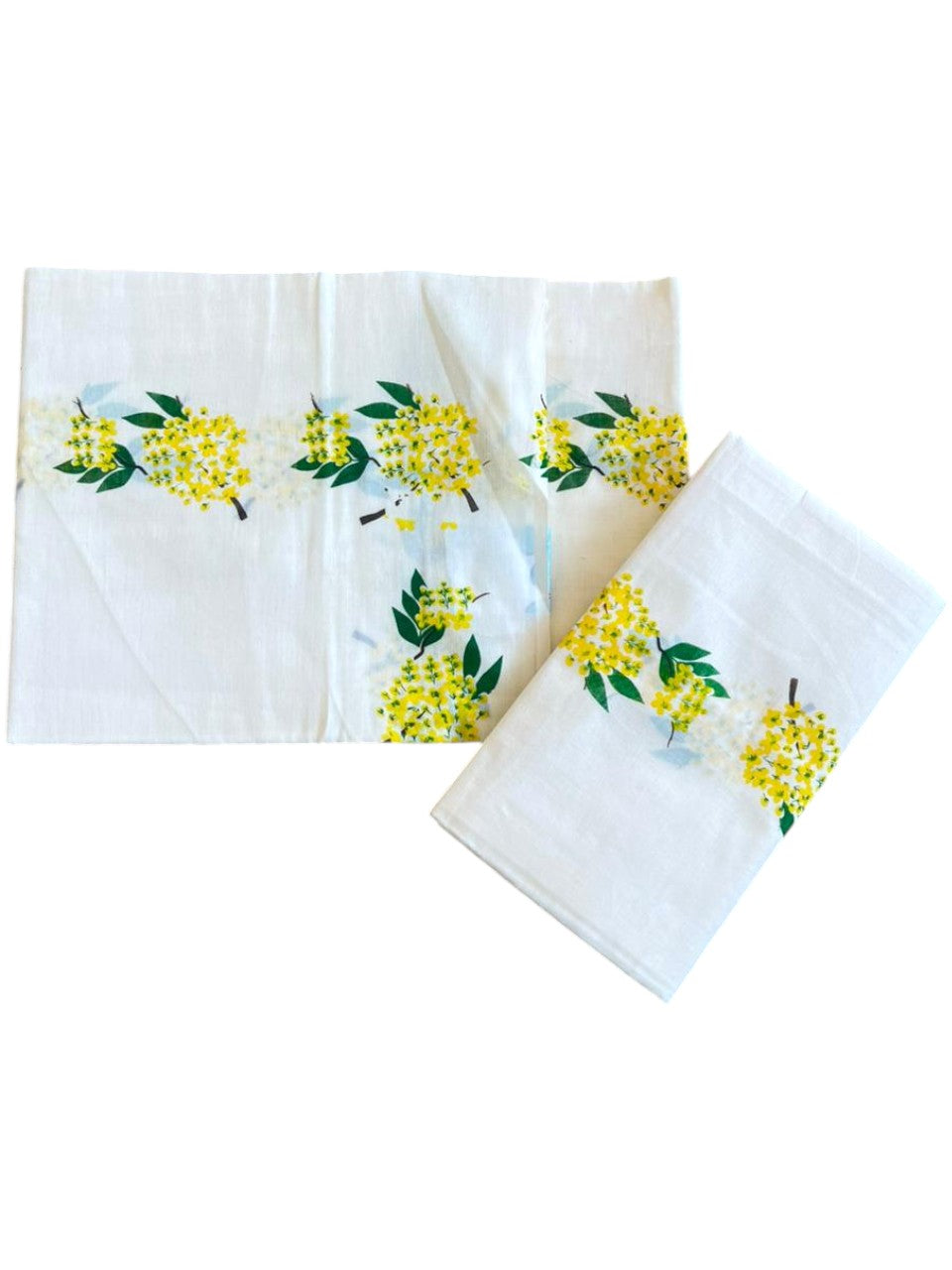 Southloom Pure Cotton Kerala Single Set Mundu (Mundum Neriyathum) with Kanikonna Print 2.80 Mtrs SL285