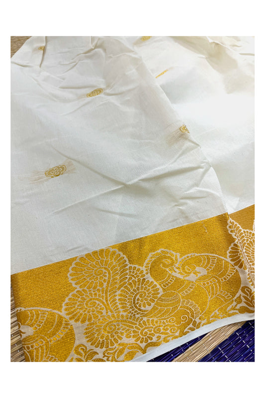 Southloom Off White Kasavu Pavada and Blouse for Kids