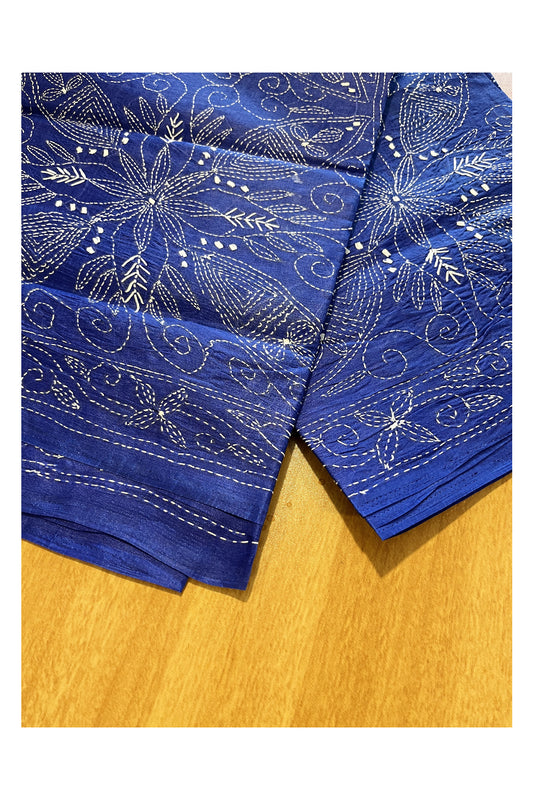 Southloom Kantha Thread Work Designer Blue Saree