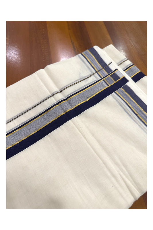 Southloom Premium Handloom Mundu with Deep Blue and Kasavu Kara (Onam Mundu 2023)