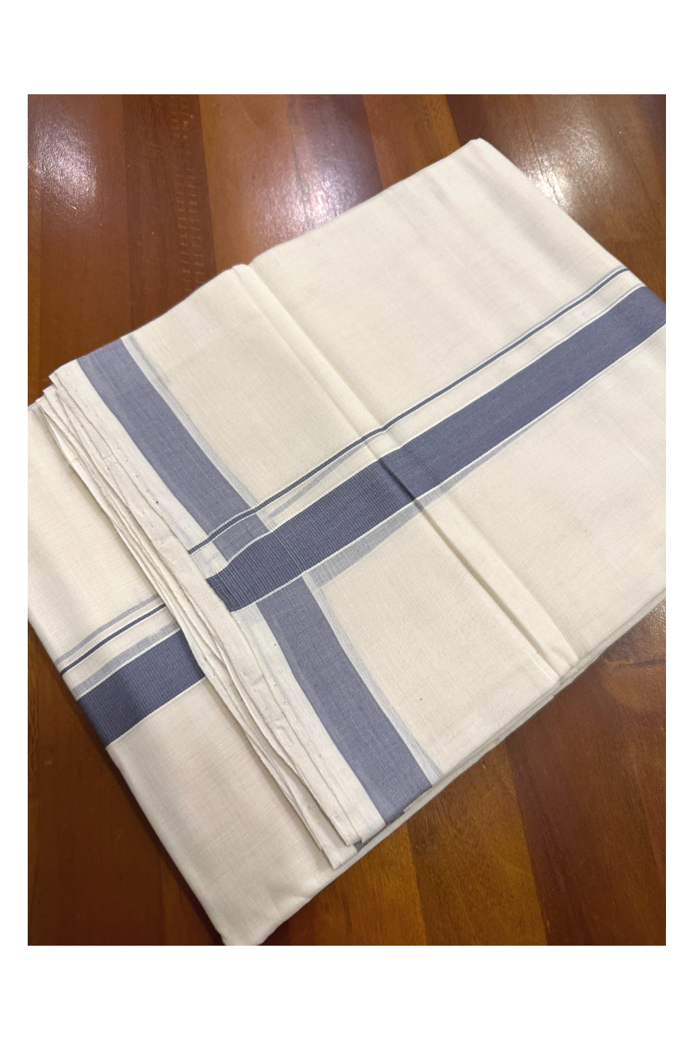 Southloom Premium Handloom Mundu with Grey Kara (Onam Mundu 2023)