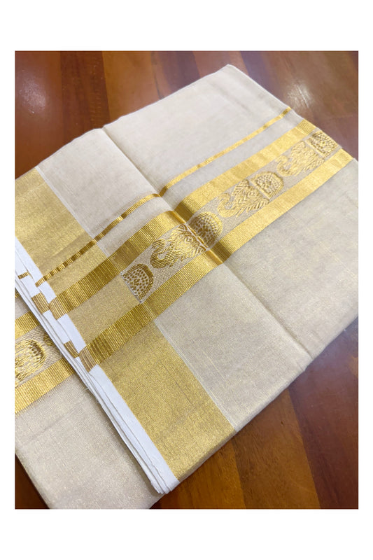 Southloom Premium Handloom Tissue Mundu with Woven Design in Border