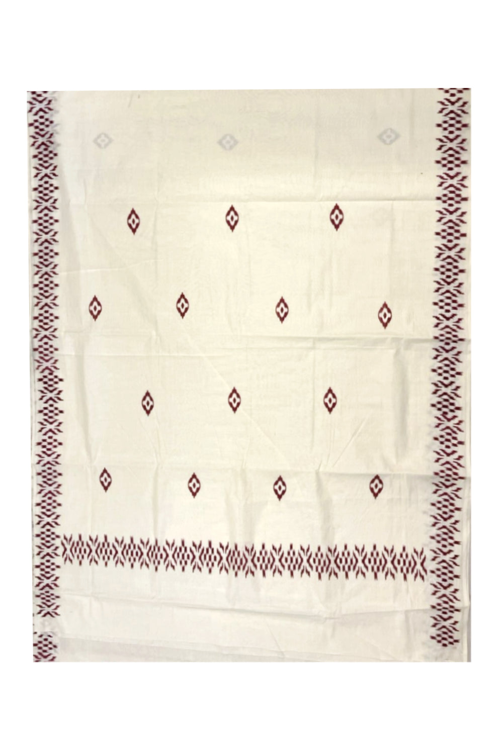 Southloom Ikat Design Maroon Printed Saree with Blouse Piece