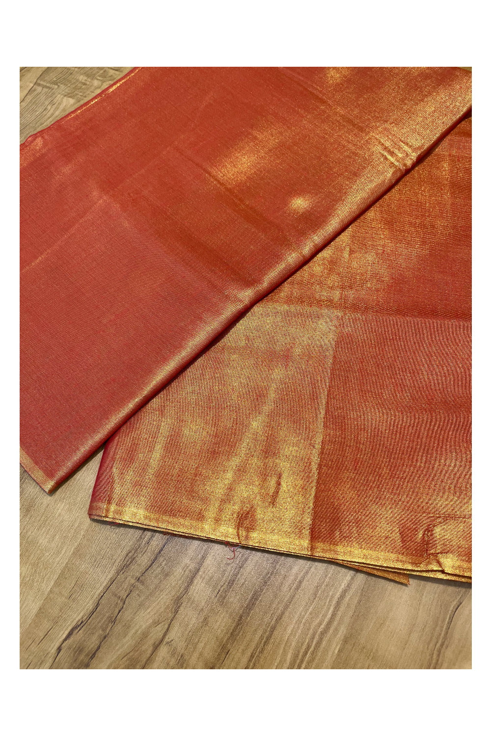 Southloom Semi Silk Orange Tissue Saree With Embroidary Blouse Piece