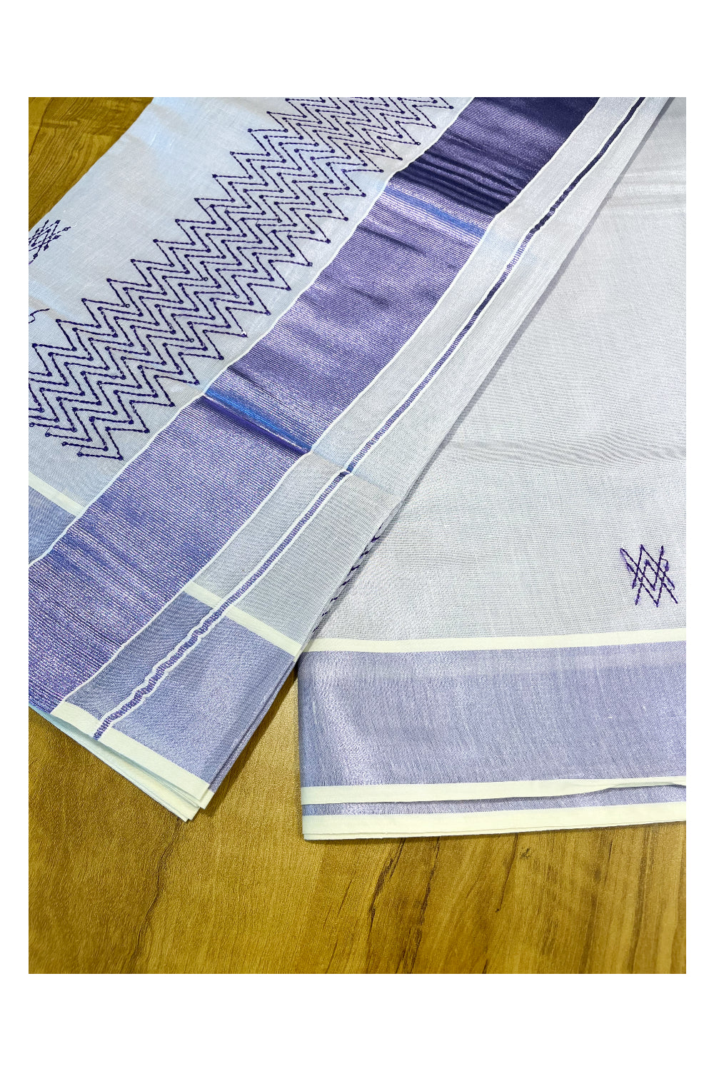 Southloom Kerala Lavender Tissue Saree with Sequence Work