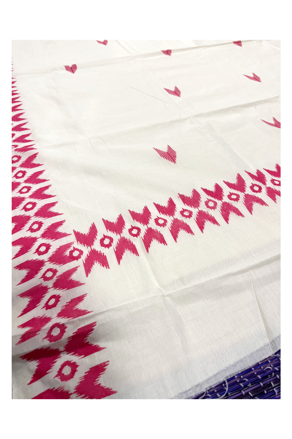 Southloom Ikat Design Pink Printed Saree with Blouse Piece