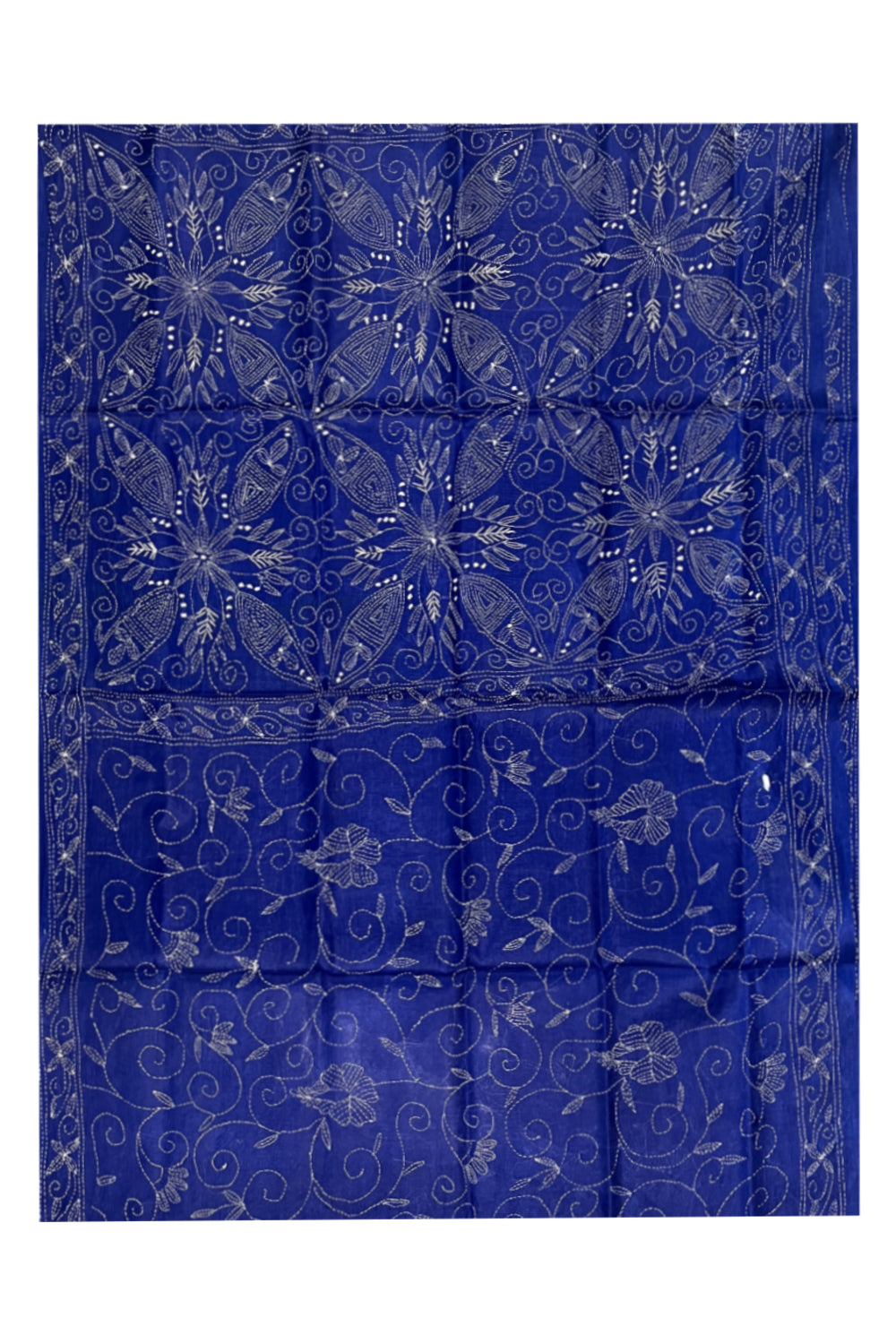 Southloom Kantha Thread Work Designer Blue Saree