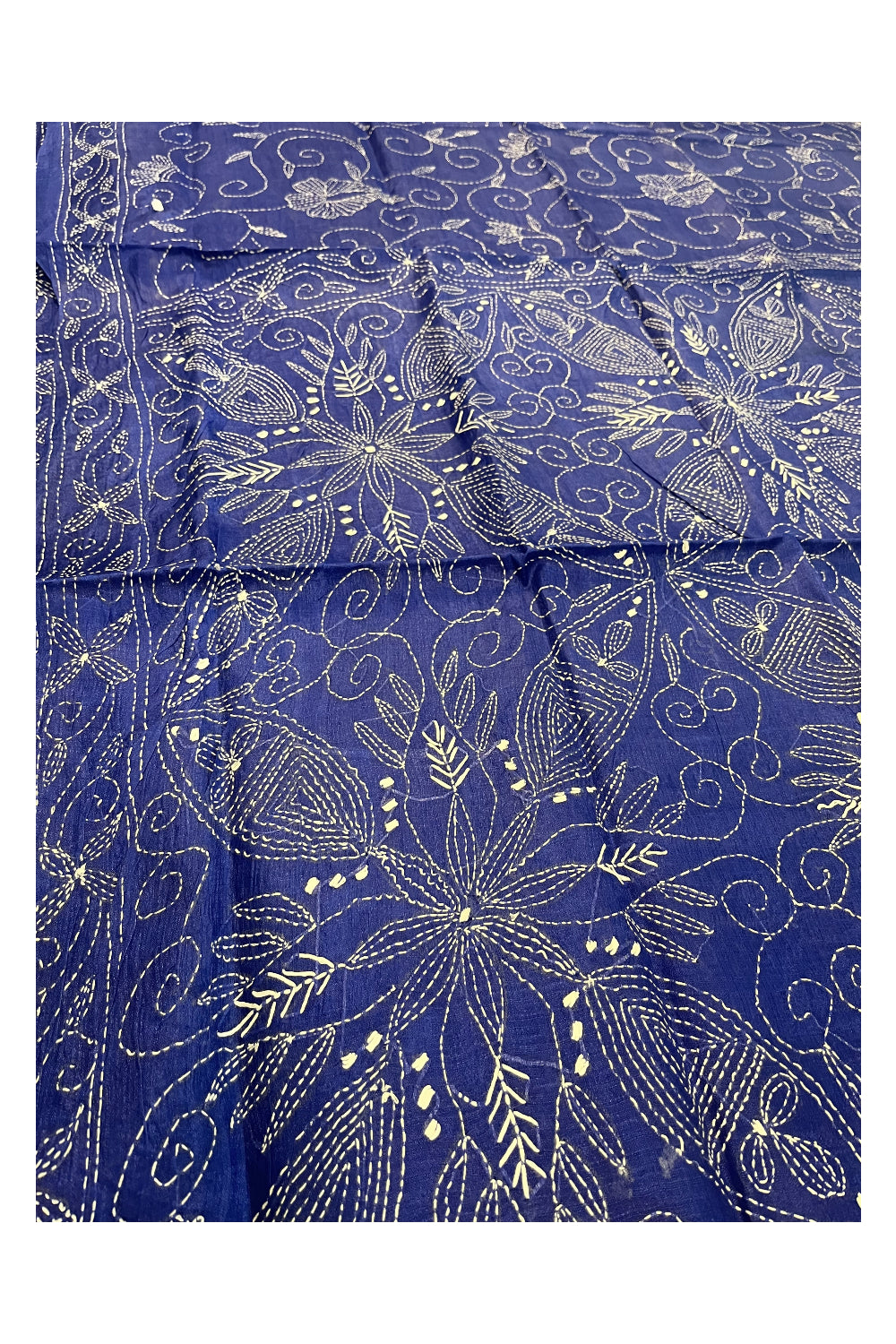 Southloom Kantha Thread Work Designer Blue Saree