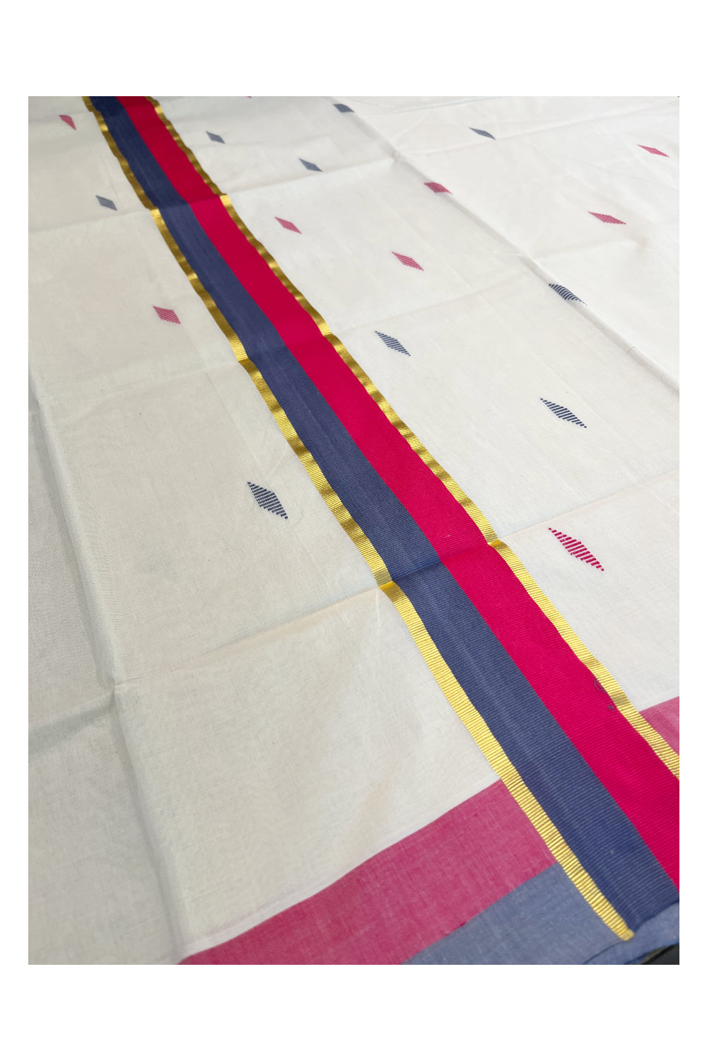 Southloom Premium Balaramapuram Unakkupaavu Handloom Cotton Butta Saree with Grey and Pink Kasavu Border