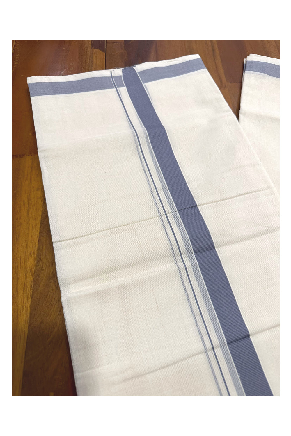 Southloom Premium Handloom Mundu with Grey Kara (Onam Mundu 2023)