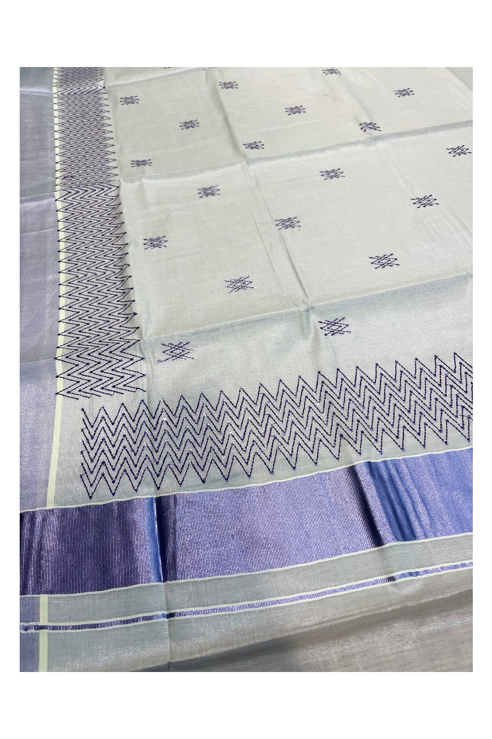 Southloom Kerala Lavender Tissue Saree with Sequence Work