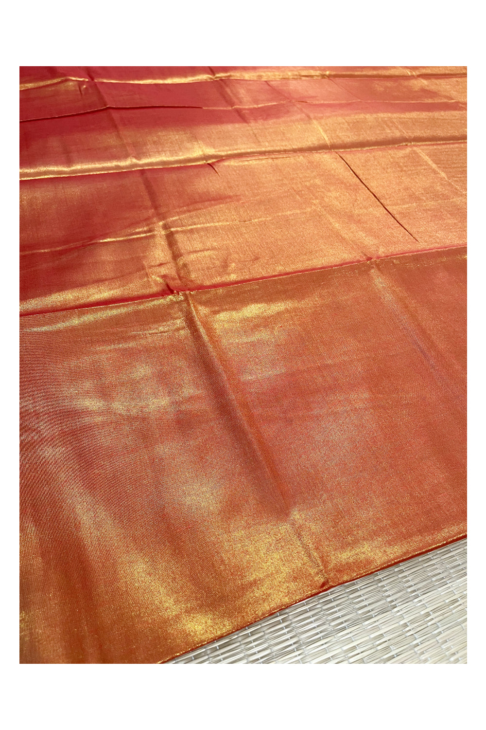 Southloom Semi Silk Orange Tissue Saree With Embroidary Blouse Piece