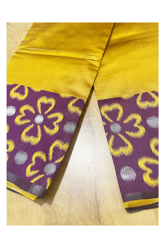 Southloom Kerala Designer Yellow Saree with Purple Border