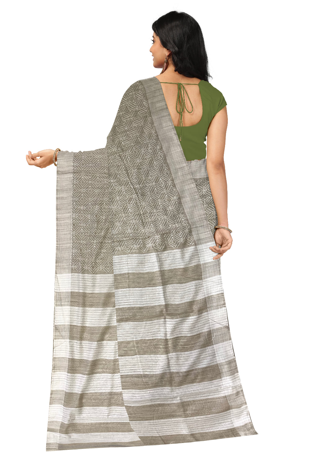 Southloom Cotton Light Brown Designer Saree with Embroidery Work