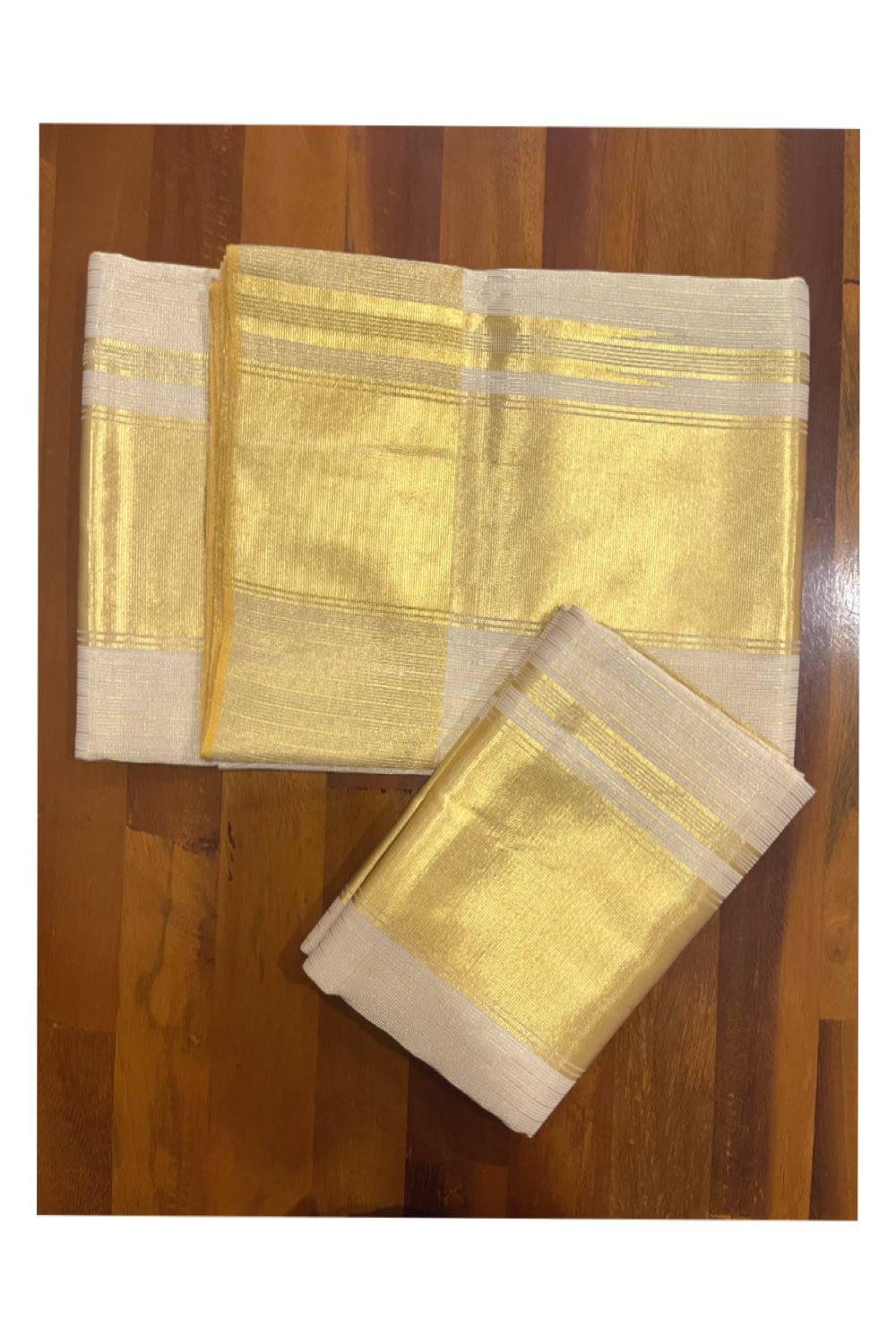 Southloom Handloom Premium Tissue Single Set Mundu (Mundum Neriyathum) with Kasavu Micro Lines Designs Across Body 2.70 Mtrs (with Running Blouse Piece)