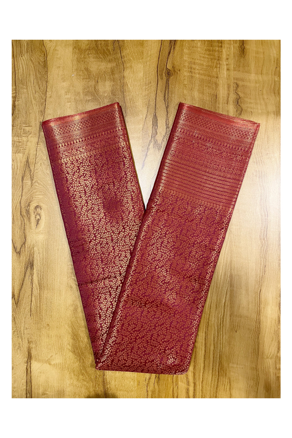 Southloom Premium Semi Silk Zari Work Brocade Saree in Bridal Maroon with Matching Pallu (Kanchipuram Pattu Saree)