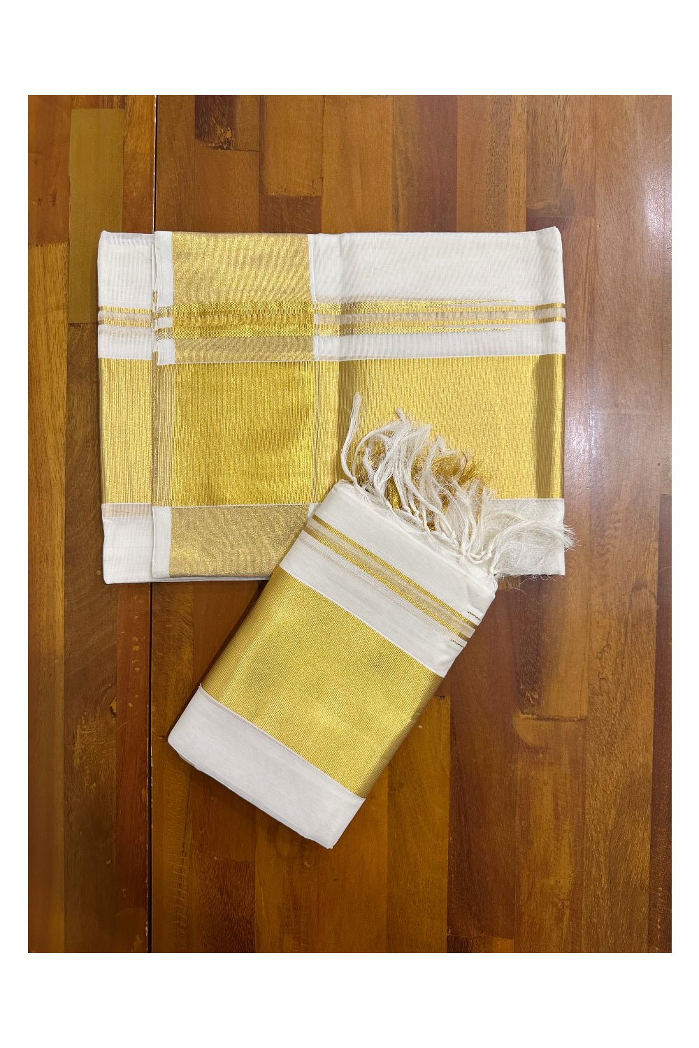 Southloom™ Handloom Plain  Mundum Neriyathum (Set Mundu) 4 Inch 2.80 Mtrs