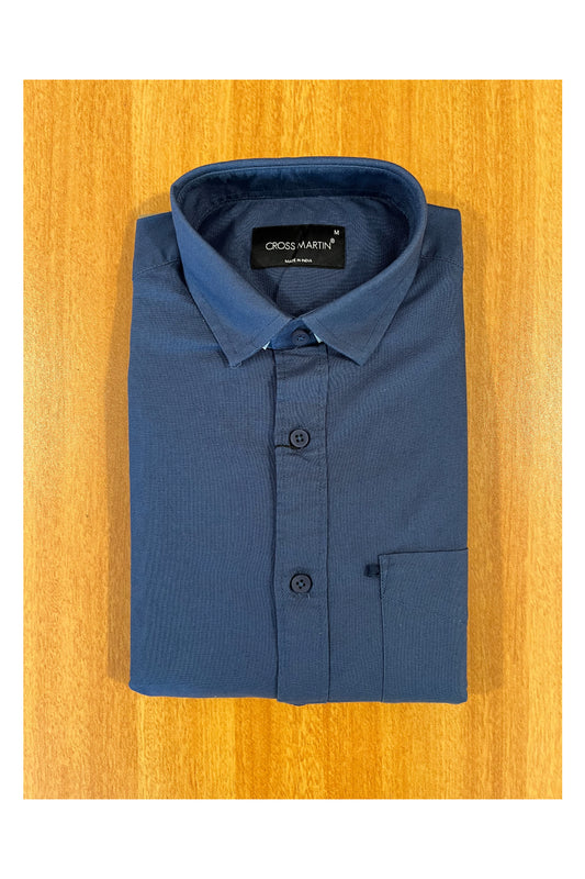 Pure Cotton Blue Solid Shirt (42 FS)
