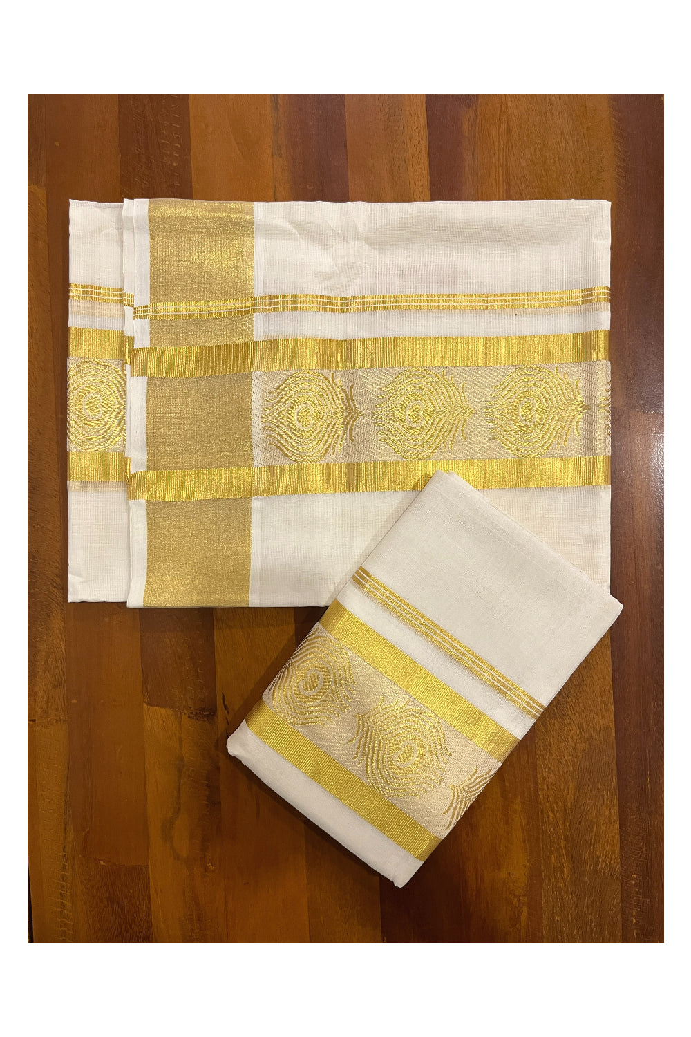 Southloom Premium Handloom Set Mundu with Kasavu Woven Design Border