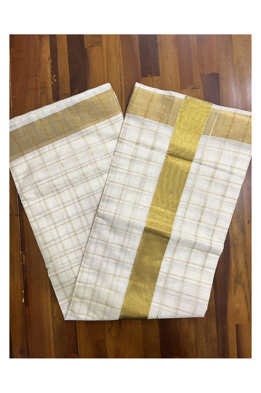 Pure Cotton Kerala Kasavu Check Design Saree (Vishu 2024 Collection)