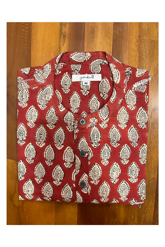 Pure Cotton Jaipur Hand Block Printed Red Short Kurta