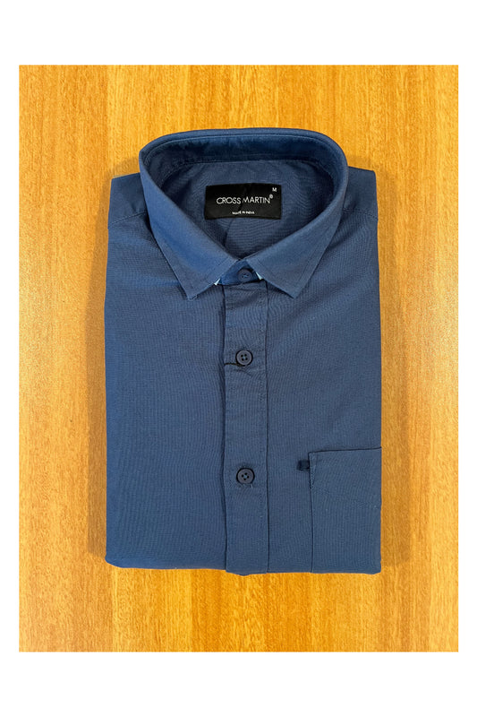 Pure Cotton Blue Solid Shirt (38 FS) .