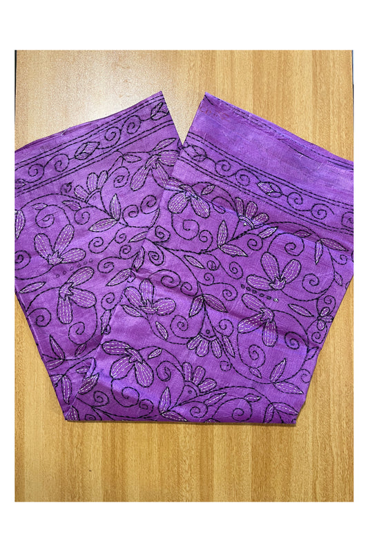 Southloom Kantha Thread Work Designer Violet Saree