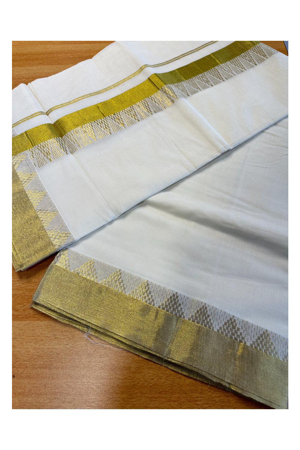 Kerala Pure Cotton Saree with Kasavu and Temple Woven Border