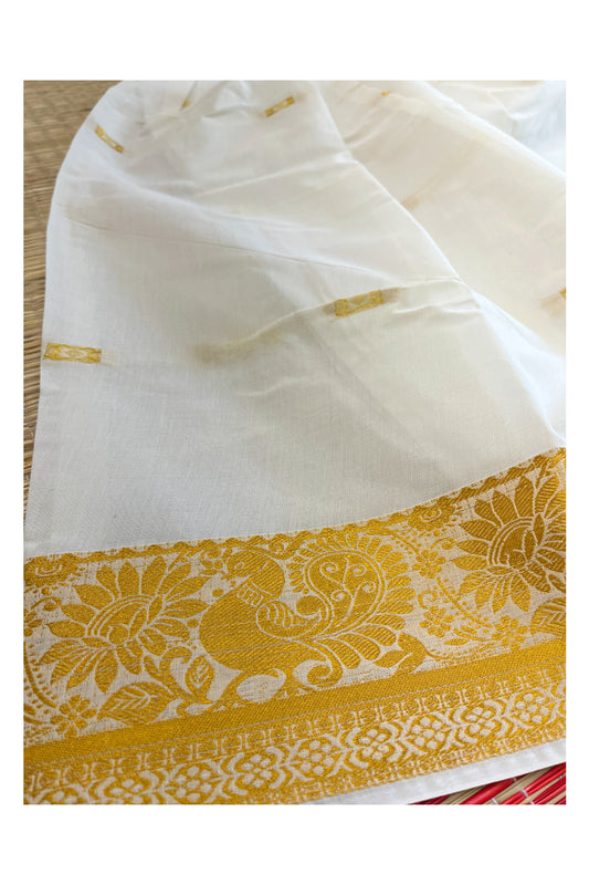 Southloom Off White Kasavu Pavada and Blouse for Kids