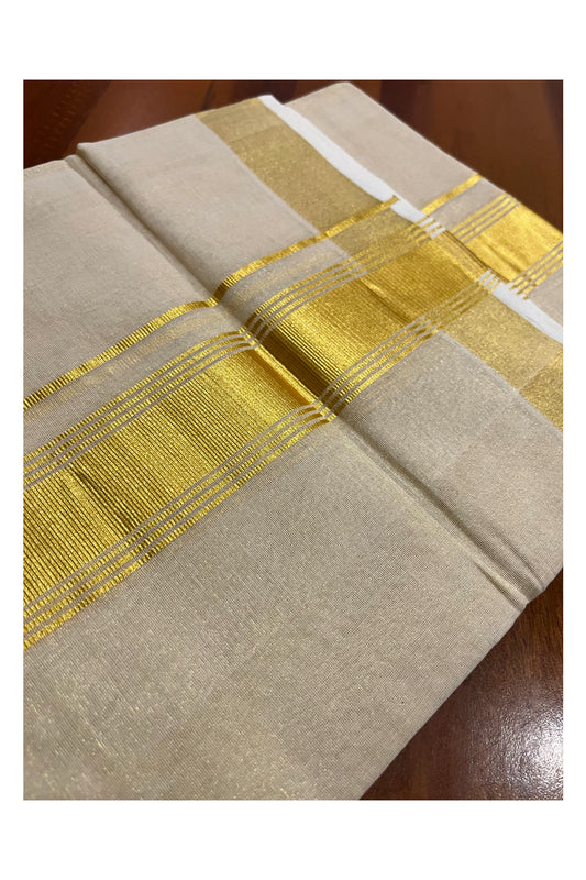 Southloom Premium Wedding Handloom Tissue Mundu with Kasavu Border (South Indian Kerala Dhoti)