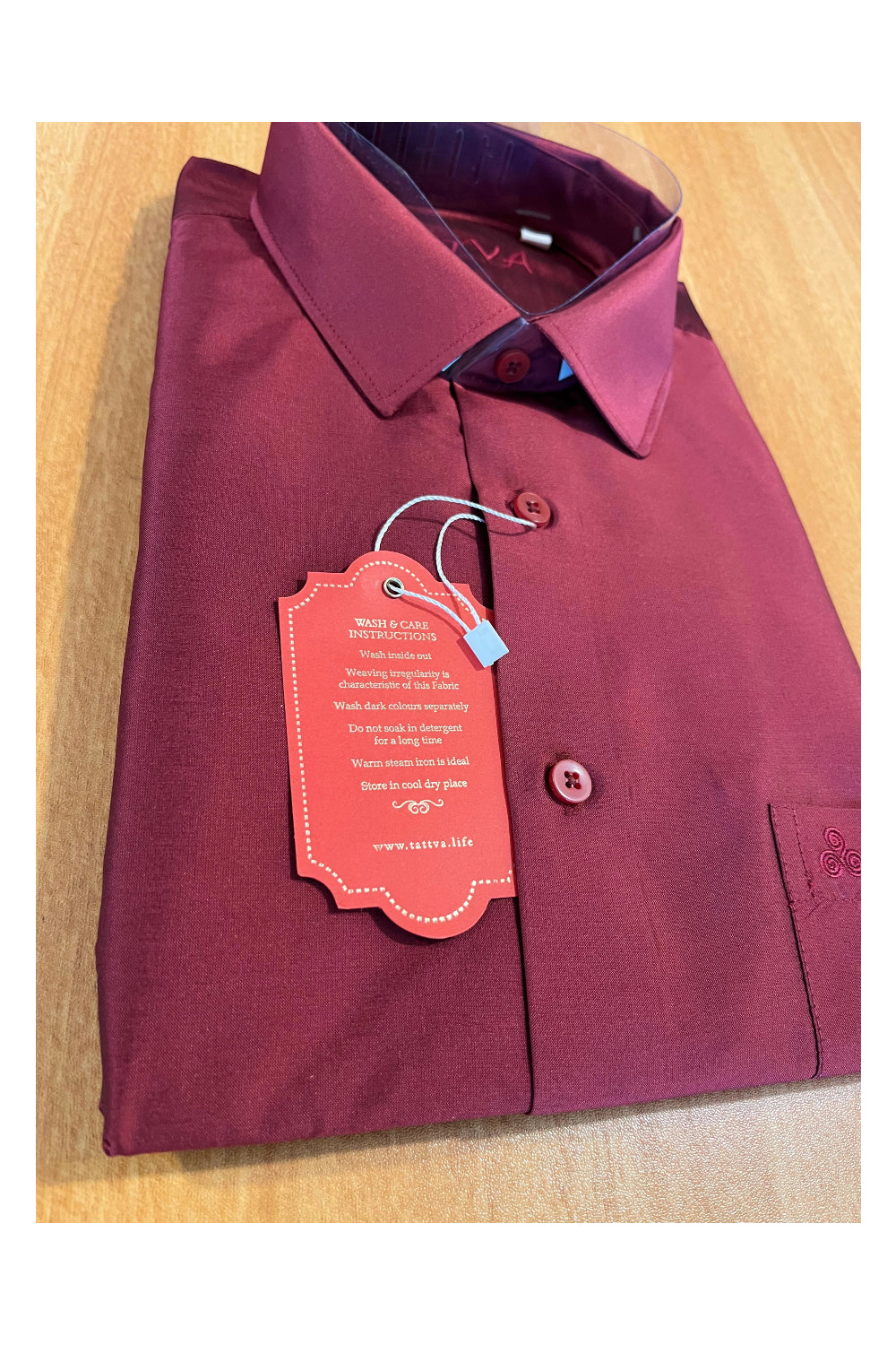 Southloom Semi Silk Maroon Solid Shirt