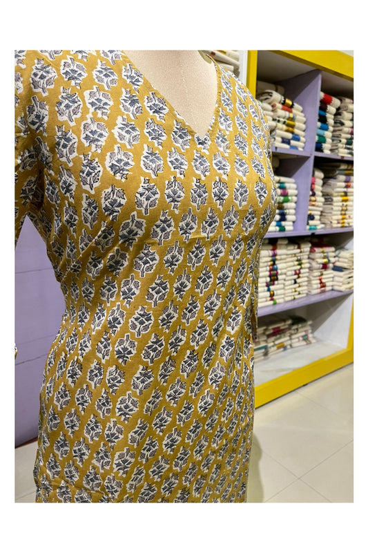 Southloom Stitched Cotton Kurti in Yellow  Printed Designs