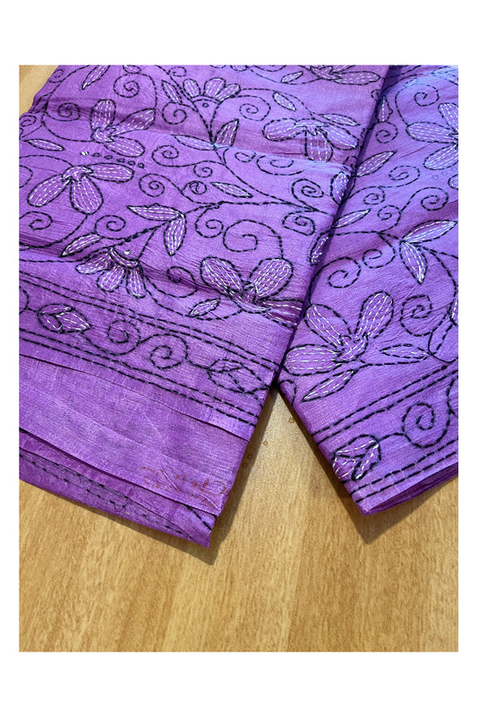 Southloom Kantha Thread Work Designer Violet Saree