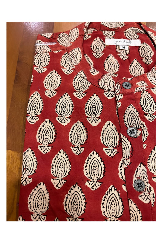 Pure Cotton Jaipur Hand Block Printed Red Short Kurta