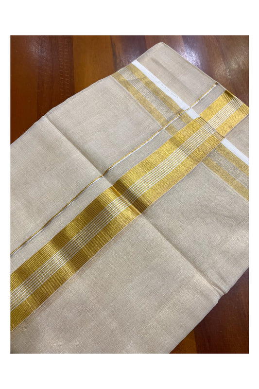 Southloom Premium Handloom Tissue Mundu with 2 inch Kasavu Border with Silver Woven Work