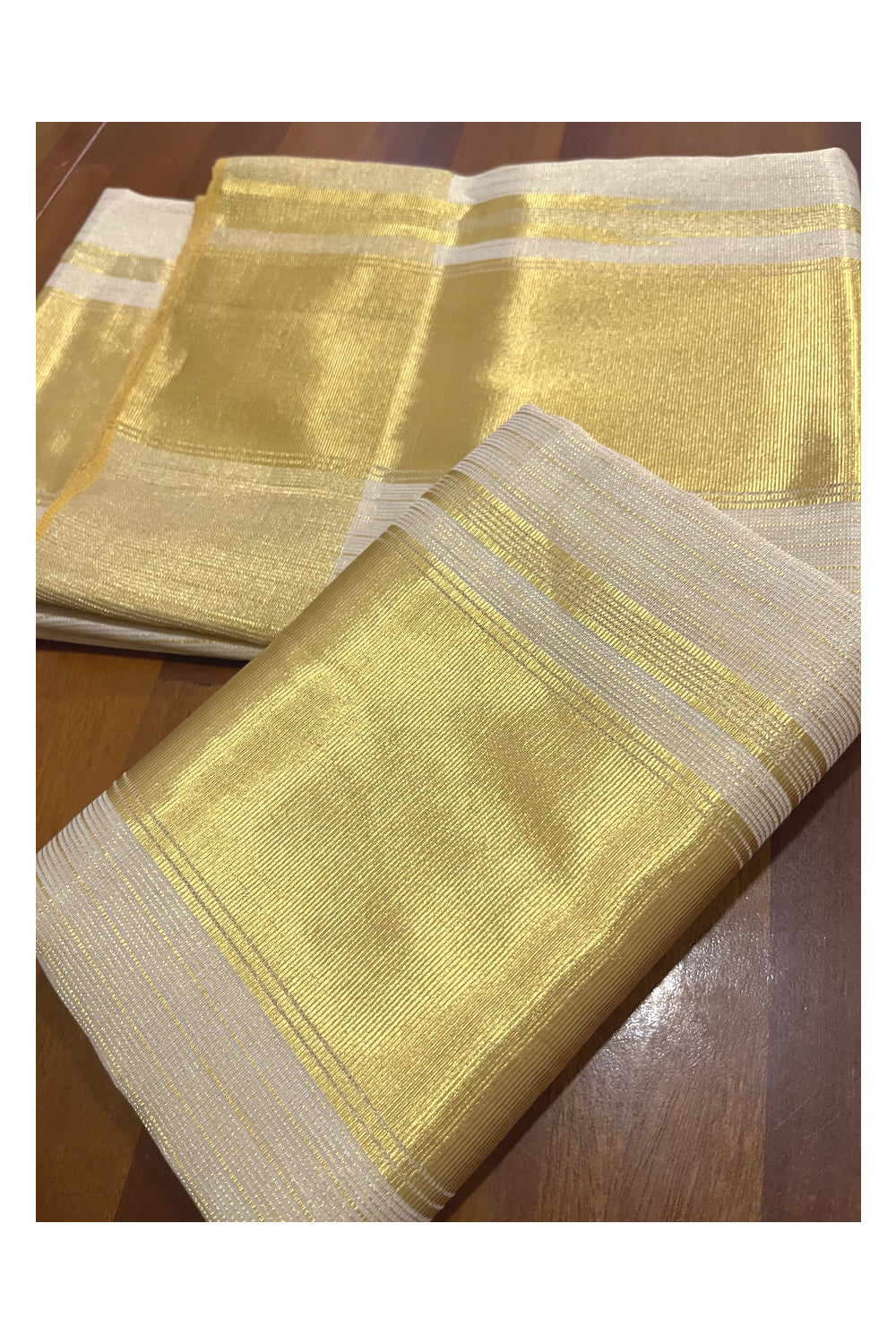 Southloom Handloom Premium Tissue Single Set Mundu (Mundum Neriyathum) with Kasavu Micro Lines Designs Across Body 2.70 Mtrs (with Running Blouse Piece)