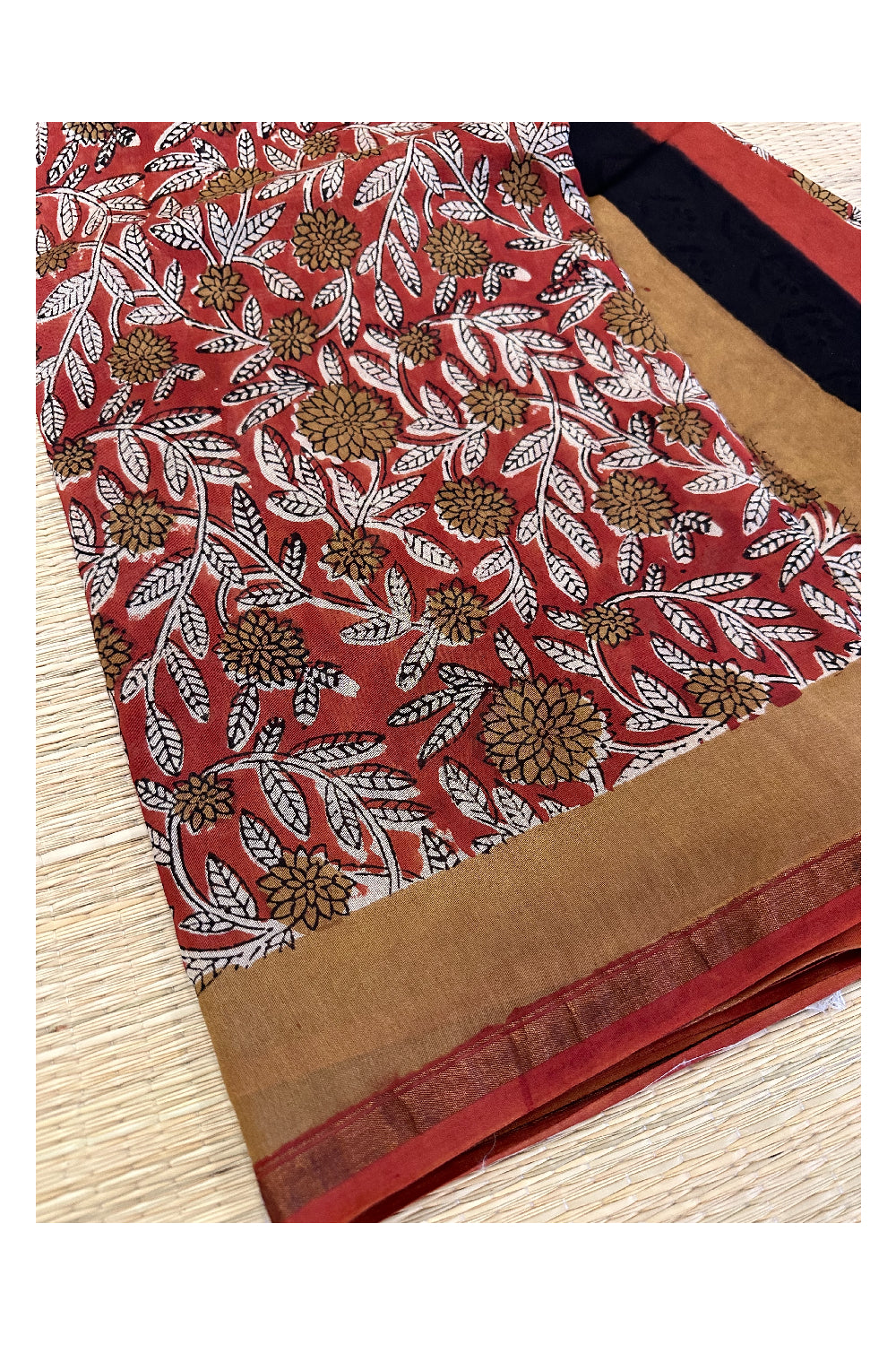 Southloom Chanderi Saree with Jaipur Hand Block Prints Across Body (Printed Blouse)
