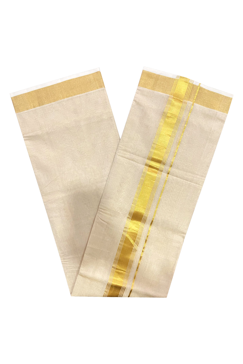 Southloom Premium Wedding Handloom Tissue Mundu with Kasavu Border (South Indian Kerala Dhoti)