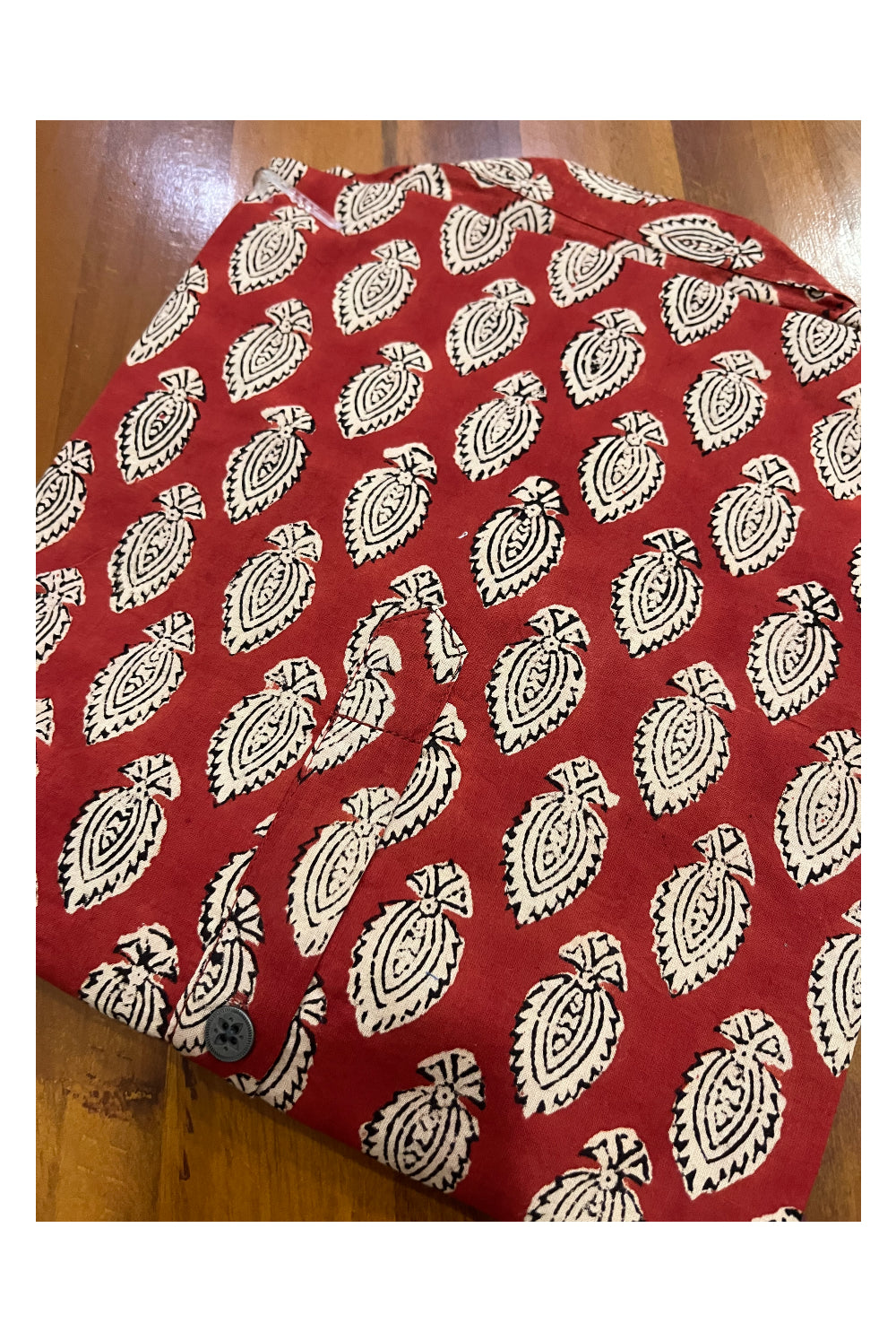 Pure Cotton Jaipur Hand Block Printed Red Short Kurta