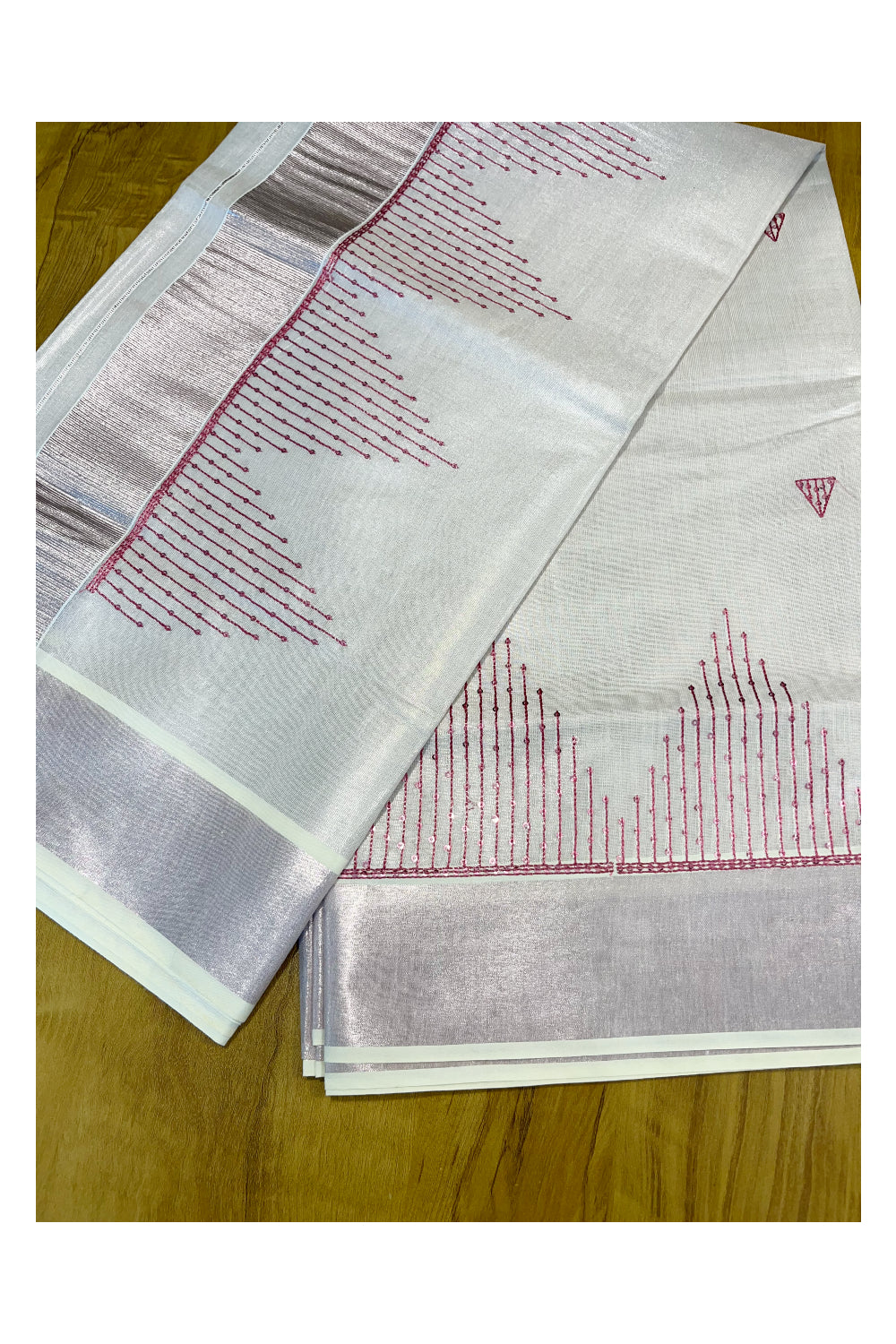 Southloom Kerala Rose Copper Tissue Saree with Sequence Work