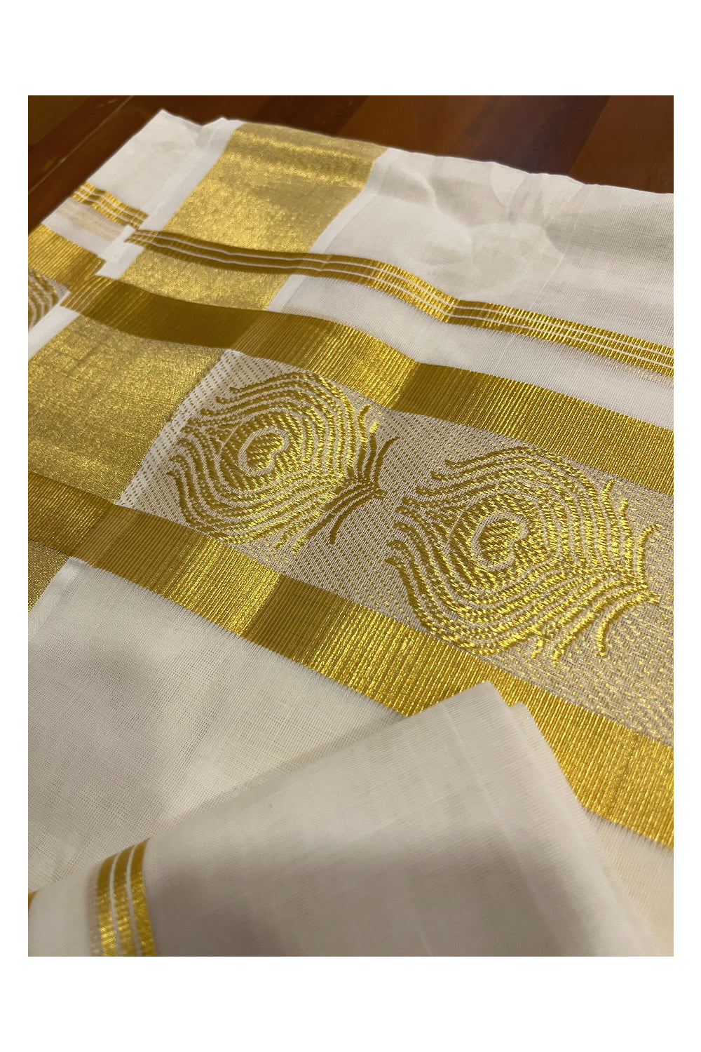 Southloom Premium Handloom Set Mundu with Kasavu Woven Design Border