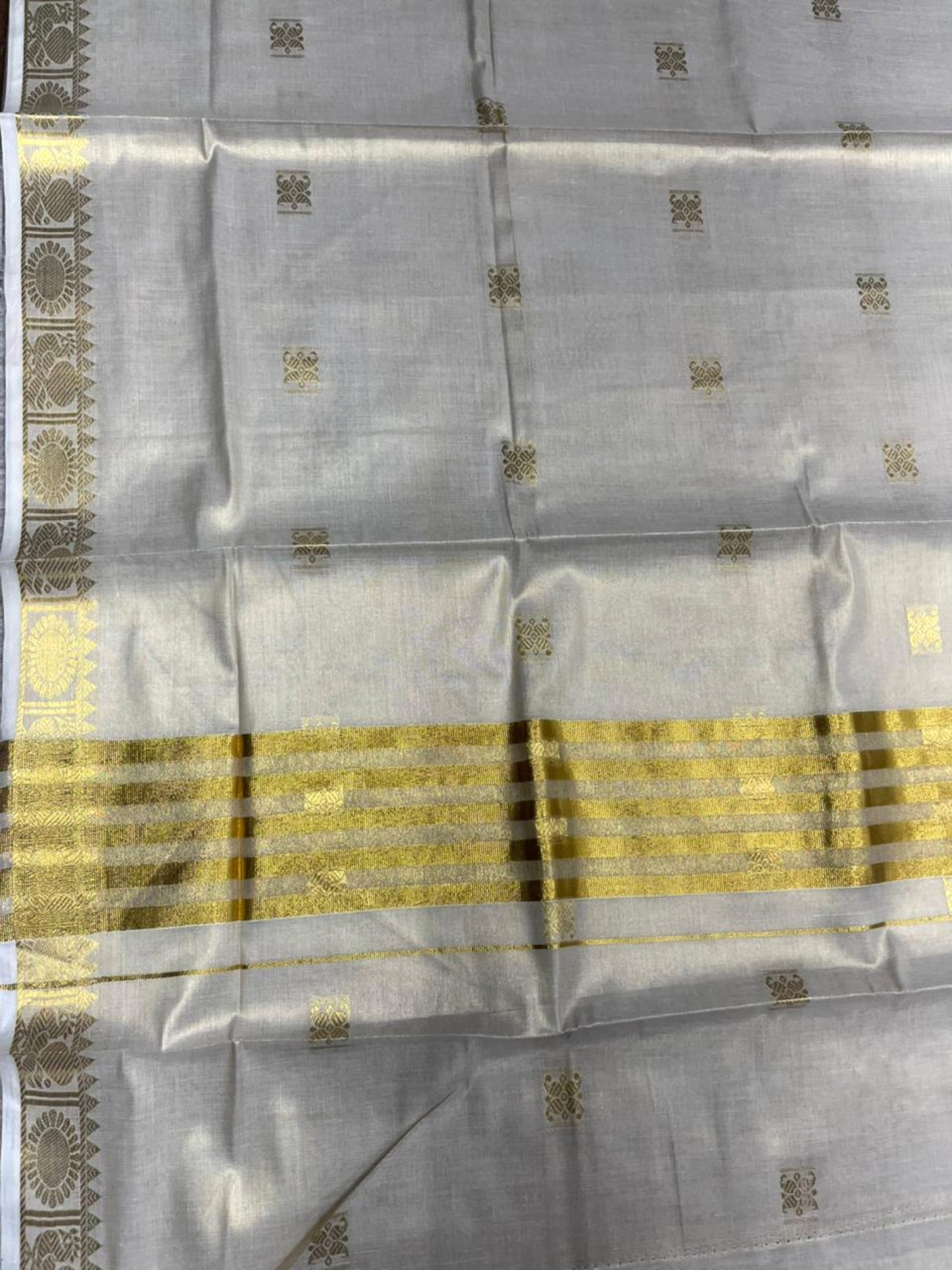Southloom  Kerala Tissue Kasavu Butta Work Saree on Body
