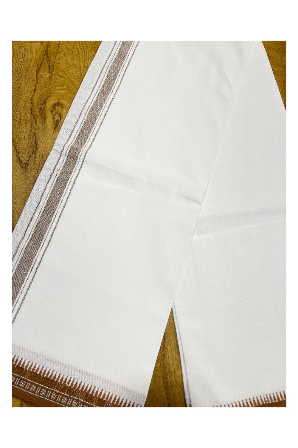 Southloom White And Brown Single Mundu / Otta Mundu / Lungi (South Indian Kerala Dhoti)